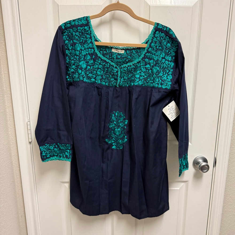 NWT Margarita Mercantile Oaxacan Embroidered Top